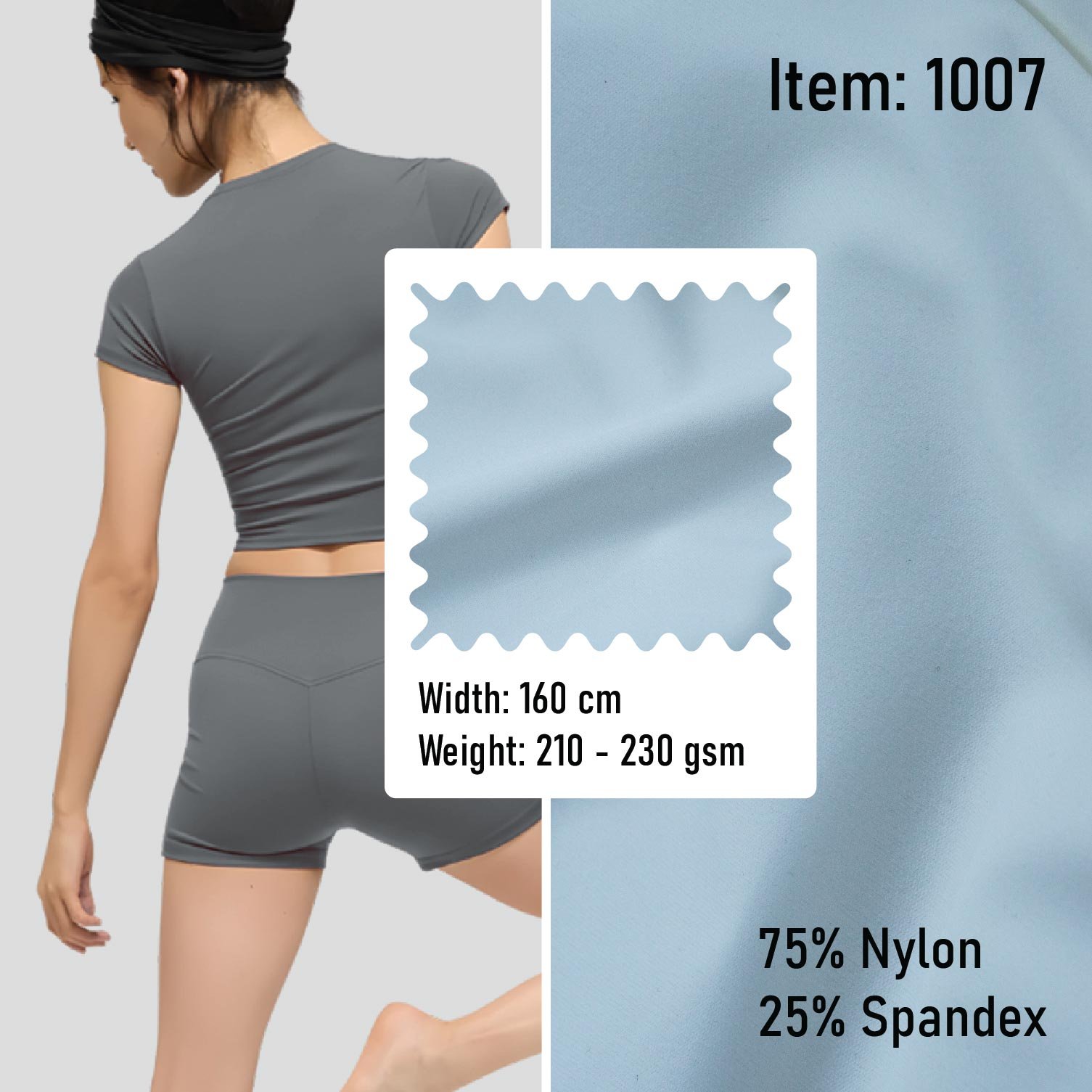 1007 Knitted Fabric Sportswear 75% Nylon 25% Spandex
