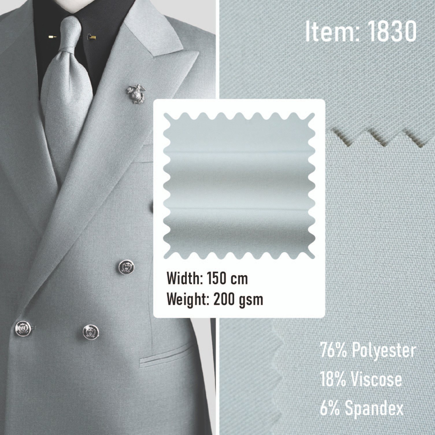 1830 Woven Fabric T/R/SP 76/18/6