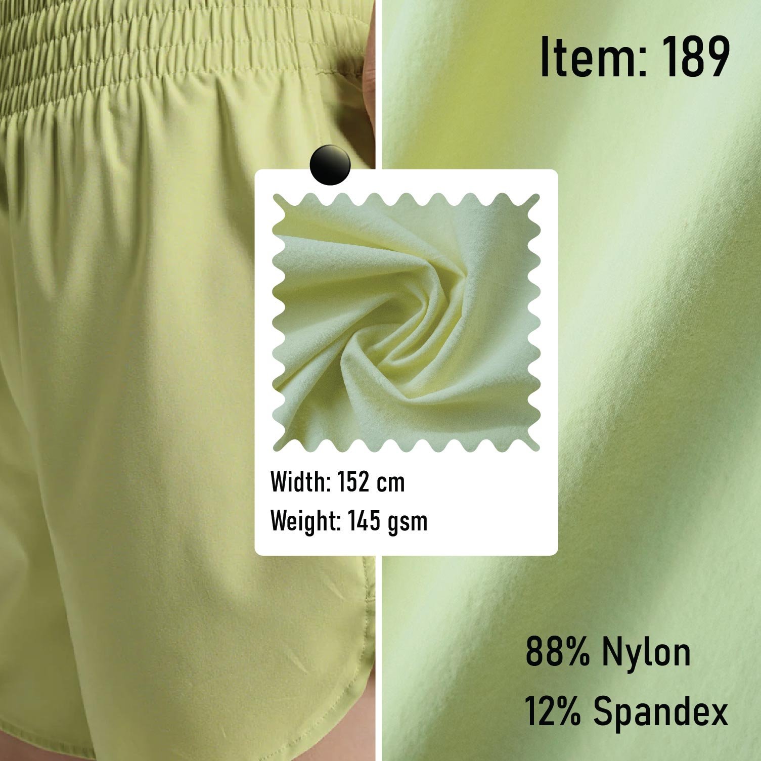 189 Woven Fabric Sportswear 88% Nylon 12% Spandex